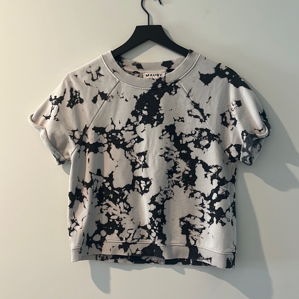 French terry short sleeve top - bleached out